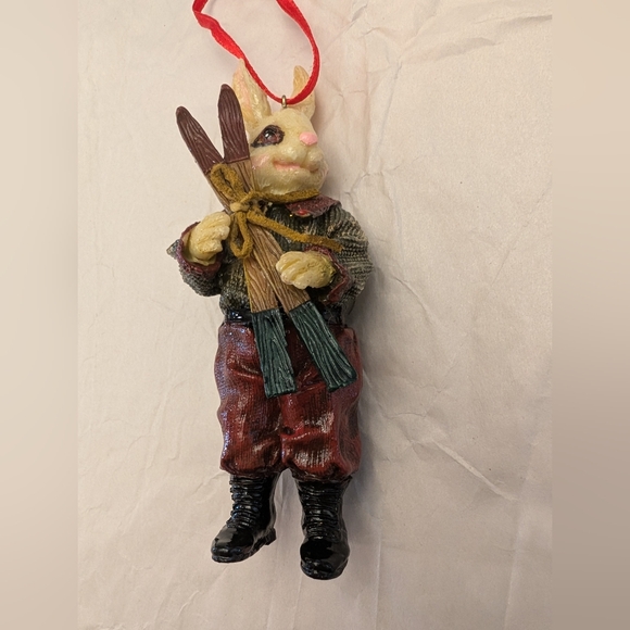 Vintage Rabbit Snow Skiing Christmas Ornament Resin 5" Collectable Gift - Picture 6 of 10